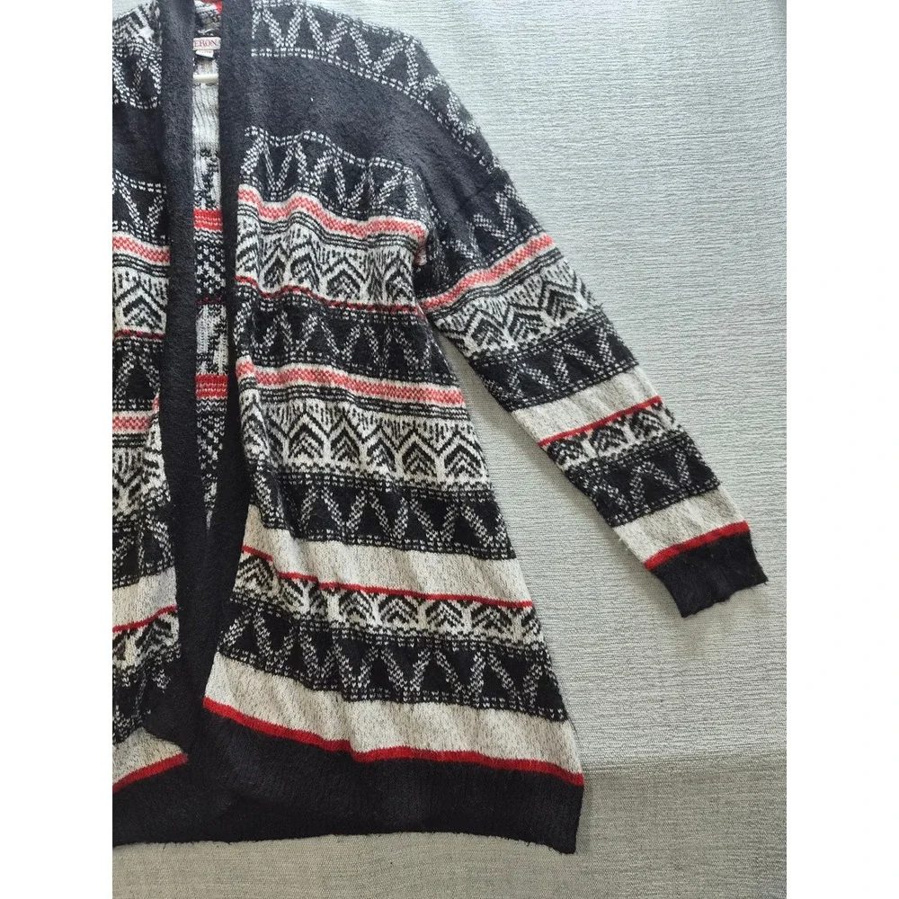 Merona Cardigan Sweater Womens XL Multicolor Striped Tight Knit Open Front